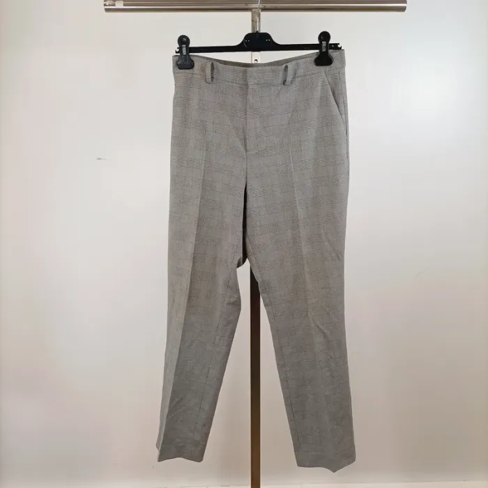Pantalon droit gris carreaux prince de galles Uniqlo taille S 38 cm A1449