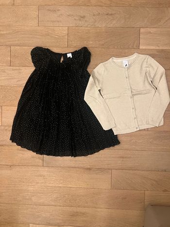 Ensemble robe et gilet fête de fin d’année taille 8 ans noir et dorée palomino c&a