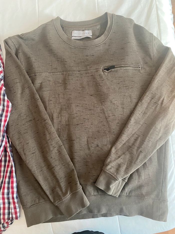 Pull Zara kaki pour homme taille M