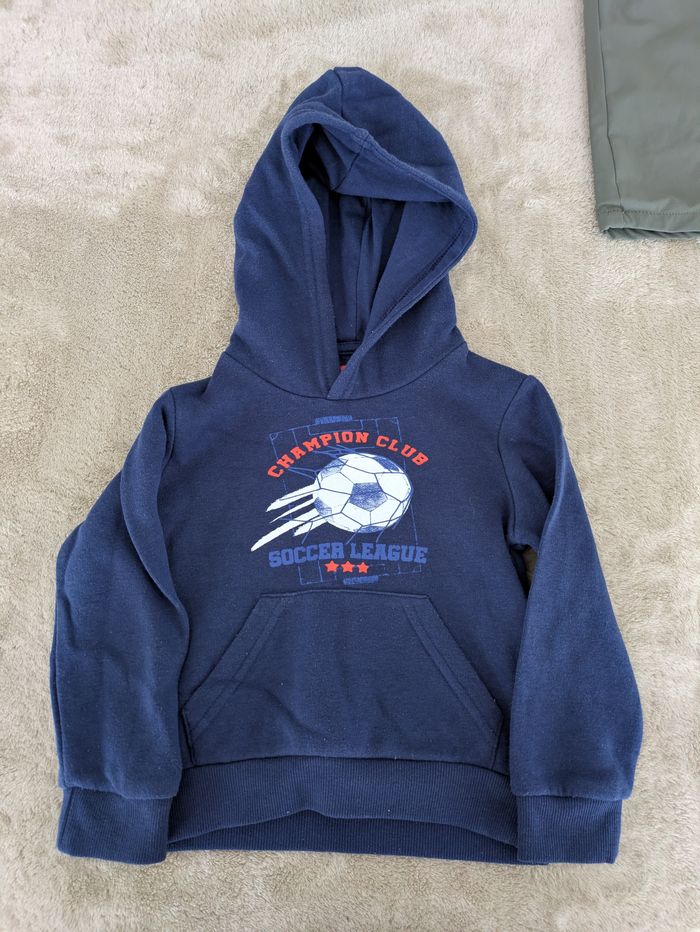 Sweat à Capuche Bleu Marine Thème Foot