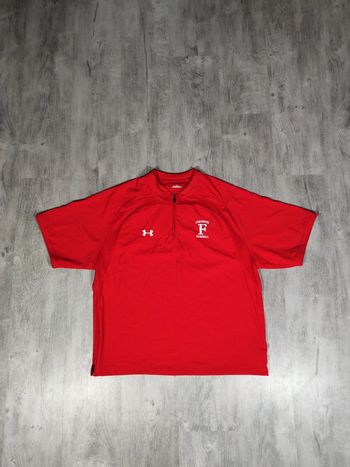 Maillot de Baseball Half Zip Under Armour Rouge Logo Brodé Blanc Taille M Homme