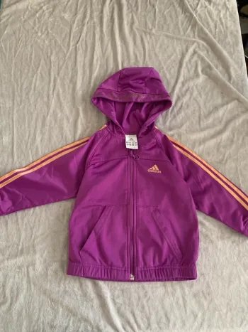 Veste à capuche Adidas enfant violet rayures roses