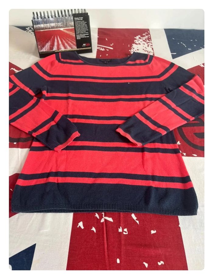 Sweat Tommy Hilfiger M/L rouge liserés bleu - photo numéro 5