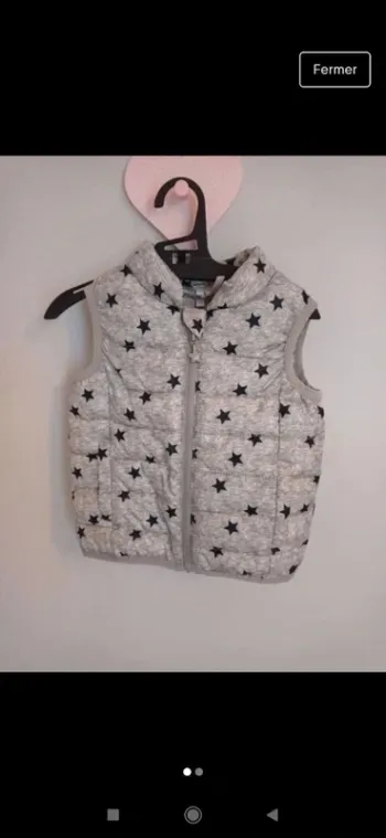 Veste doudoune sans manche grise étoiles noires fille Orchestra 12 mois