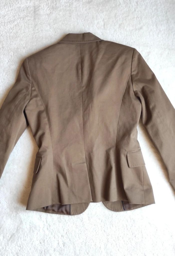 Veste Blazer Zara woman 36 beige marron coton élasthanne un bouton - photo numéro 8