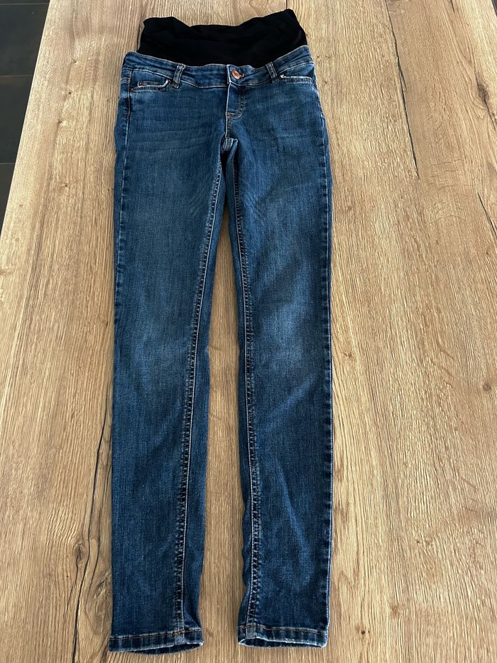 Jean skinny de grossesse bleu