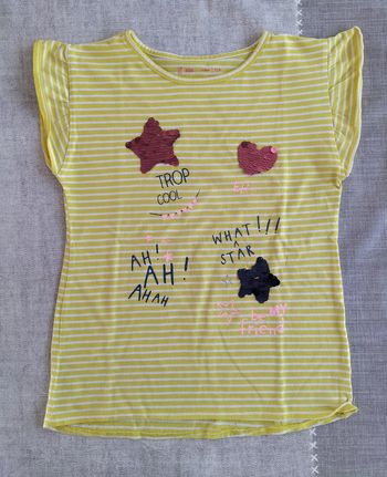 T.shirt manches courtes jaune avec sequins 12 ans
