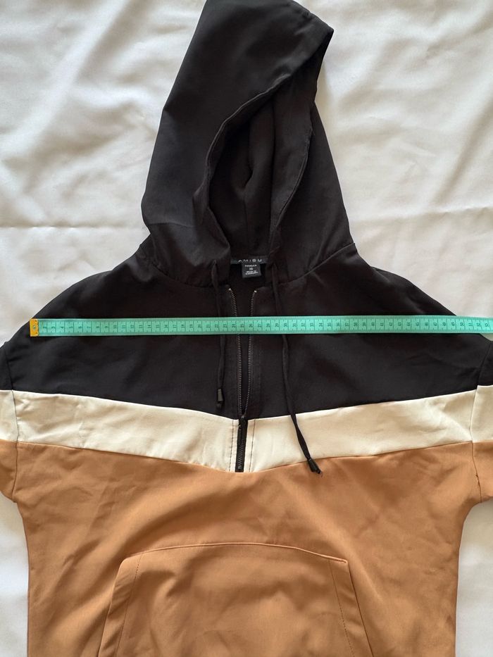 Top à capuche beige, blanc et noir de survêtement - Amisu - XS/34 - photo numéro 6