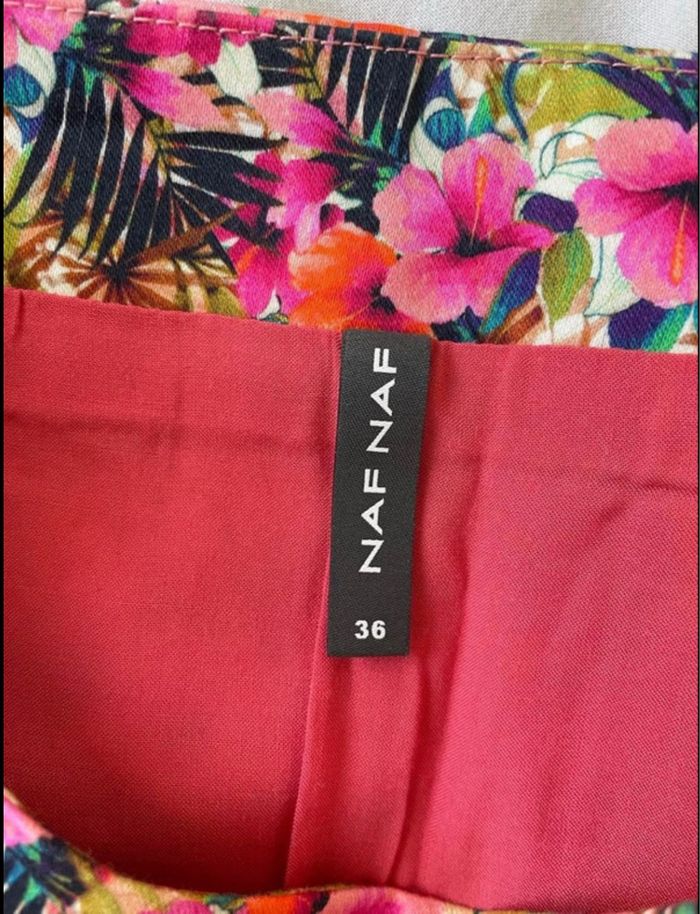 jupe naf naf 36 peu porté motifs fleurs tropicales - photo numéro 8