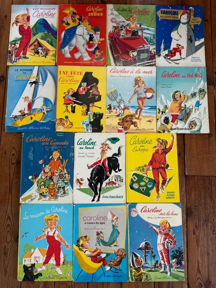 Lot de 14 livres Caroline anciens TBE - Grands albums Hachette Pierre Probst couleurs