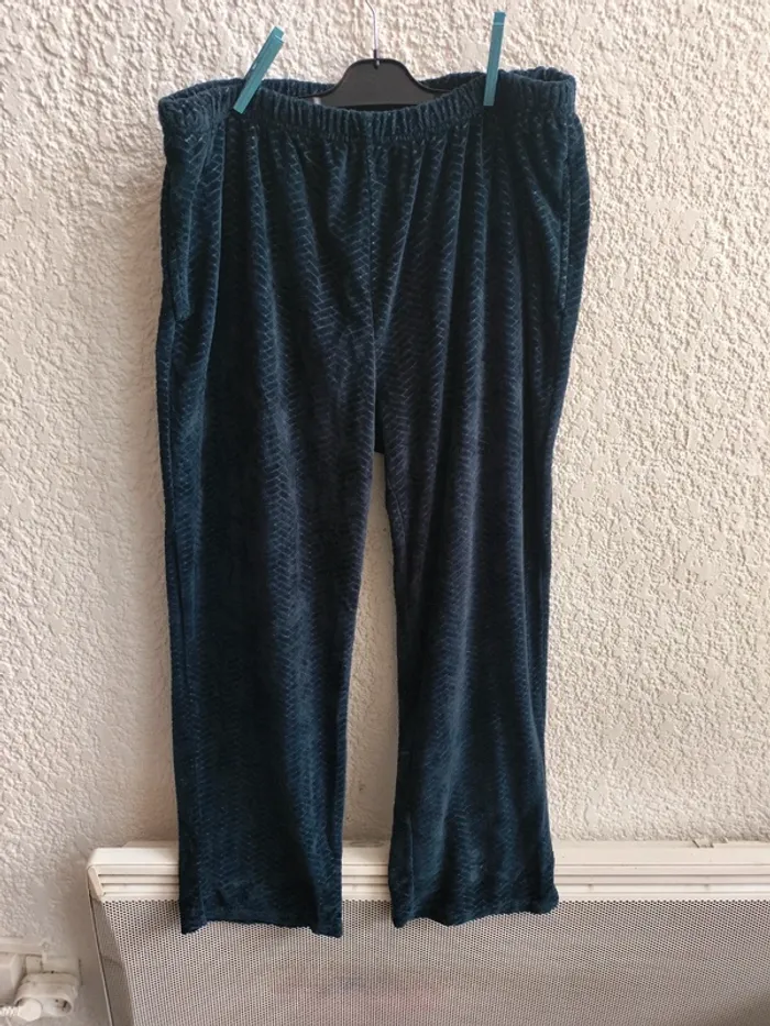 Pantalon pyjama velours bleu t 48/50 - photo numéro 2