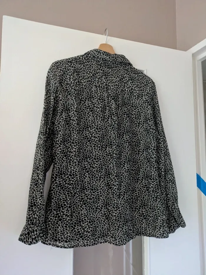Magnifique haut blouse femme noir & marron Monoprix Autreton taille 48 - photo numéro 3