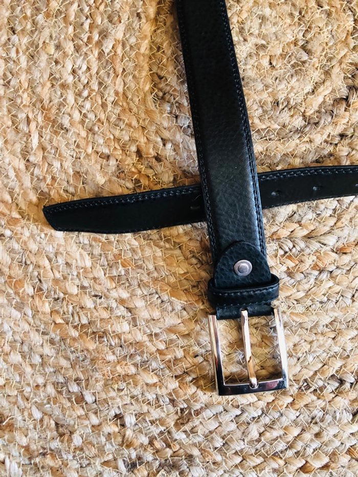 Ceinture homme cuir noir neuve black leather belt - photo numéro 5