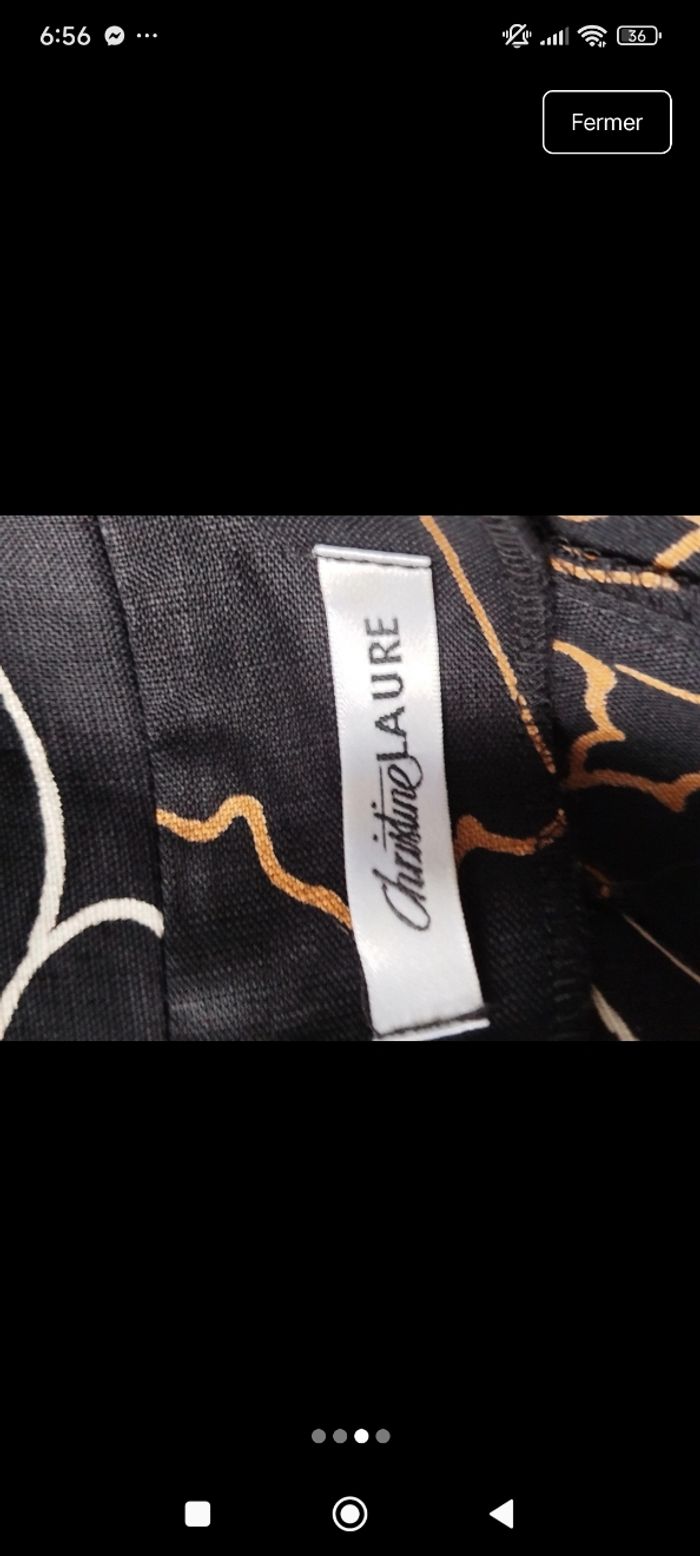 Sublime blazer en lin noir fleurie Christine Laure taille 50 - photo numéro 3