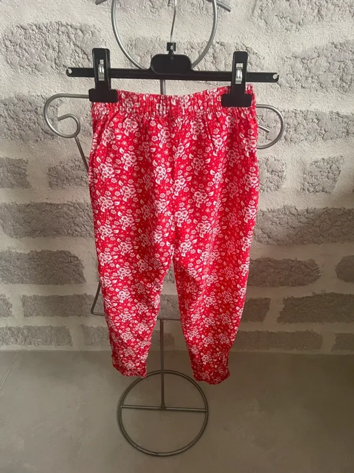 Pantalon fluide fille 6 ans rouge fleur la halle - photo numéro 3