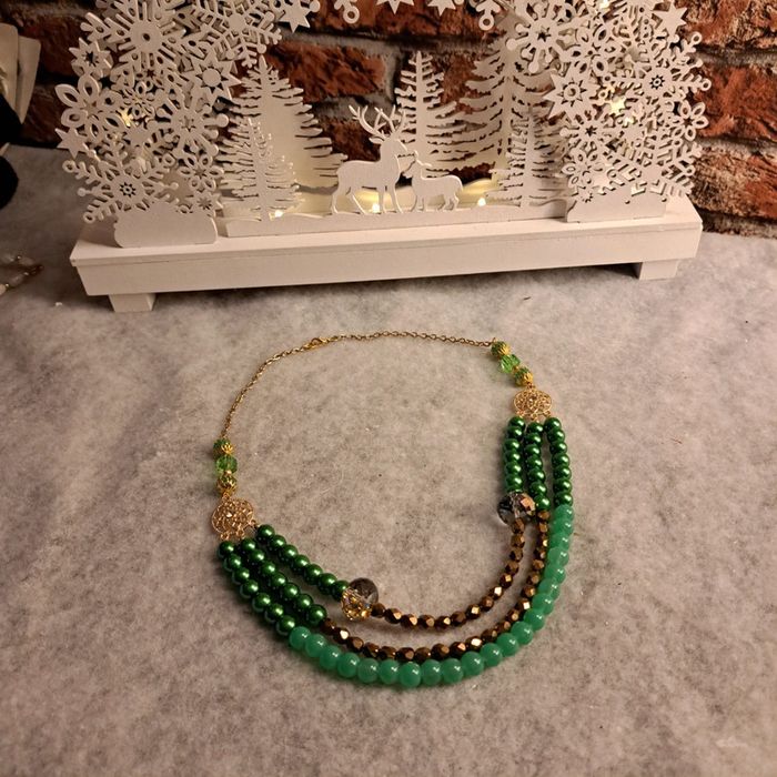 Collier chic vert doré et bronze multi rang - photo numéro 12