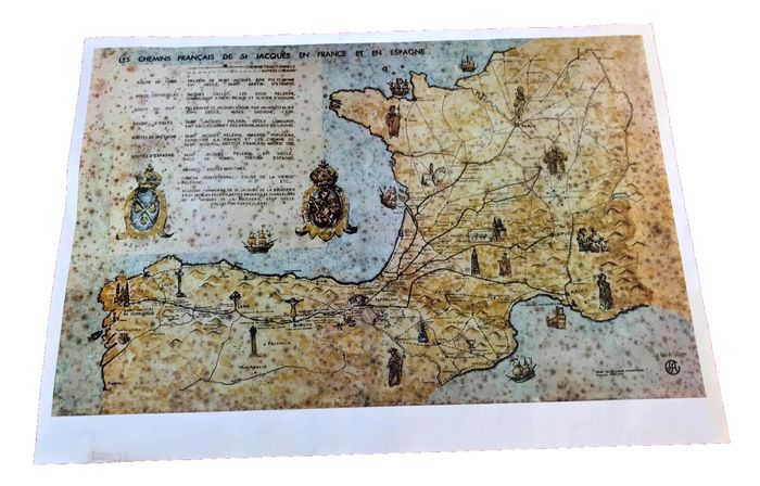 Affiche / Carte Les Chemins Français de Saint Jacques en France et en Espagne Les Amis de Collonges