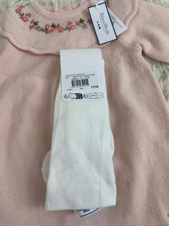 Robe en maille rose poudré et paire de collant tartine et chocolat taille 6 mois - photo numéro 6