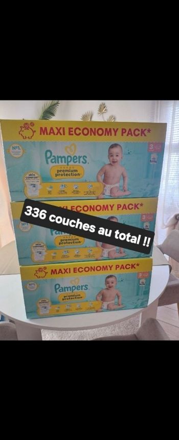 Lot de 3 packs de couches pampers premium protection taille 3