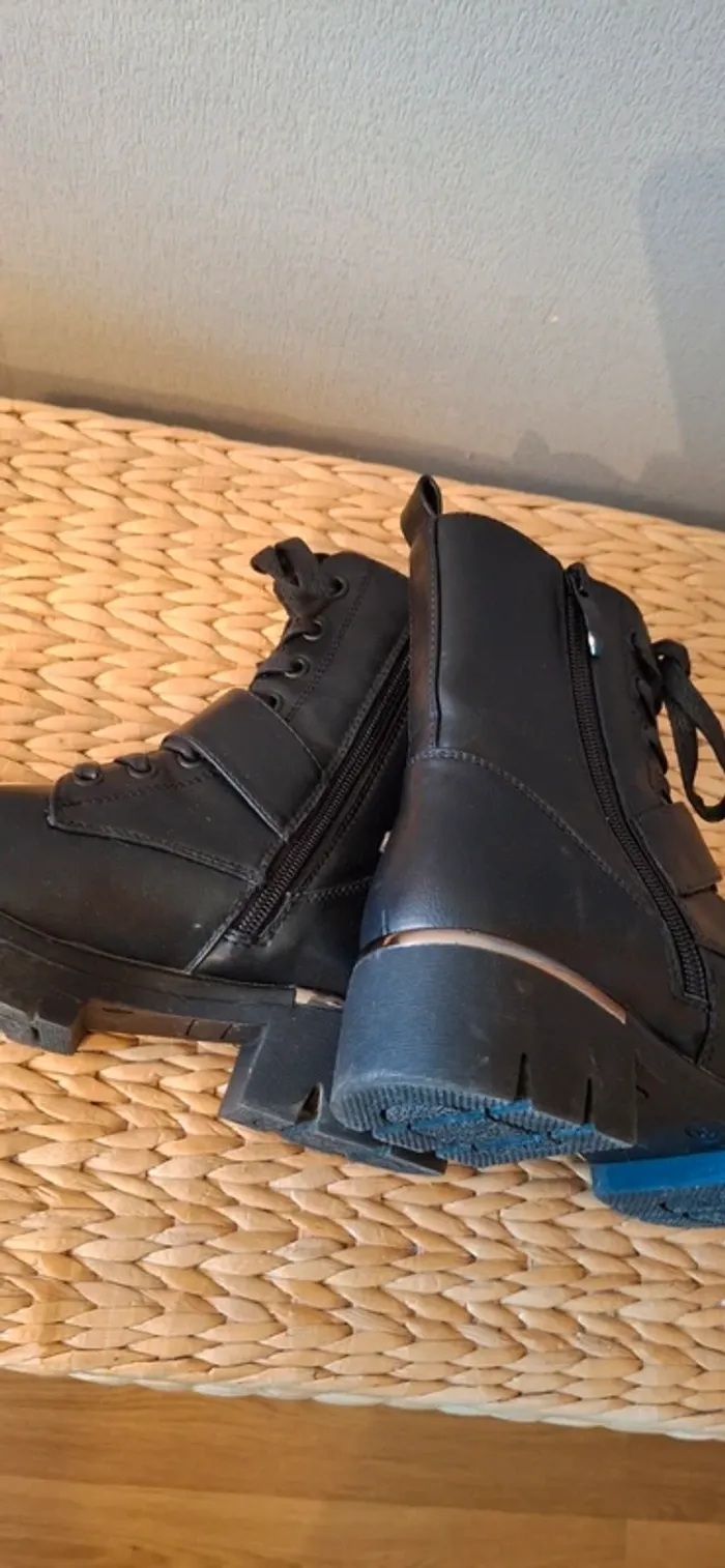 Botines cuir noir a lacets et fermeture éclair cimarron - photo numéro 12