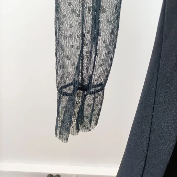 Robe noire fluide chic manches transparentes voile plumetis Camille de Paris A1431 - photo numéro 3