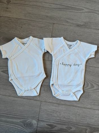 Lot de 2 bodies mixte taille 1 mois