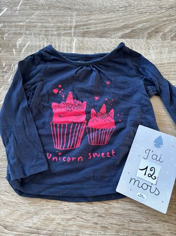 Tee shirt cupcake licorne IN Extenso t.12m