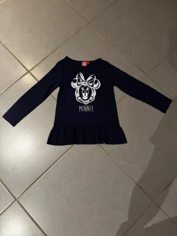 Tunique / T shirt manches longues - Disney / Minnie mouse - Tête de Minnie  - Bleu marine  - 6 ans
