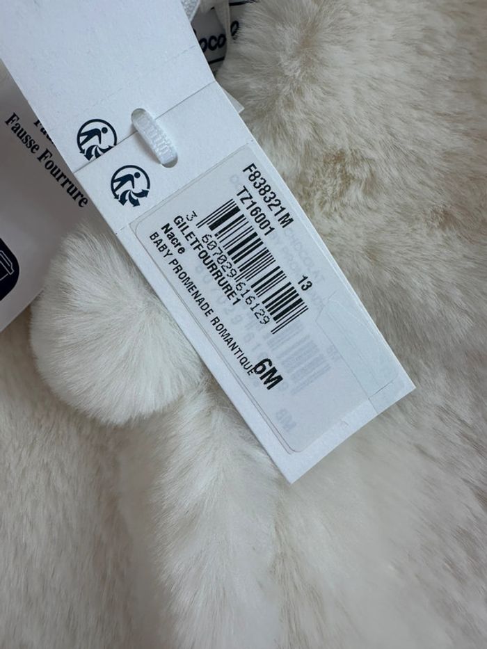 Gilet fausse fourrure nacré blanc tartine et chocolat taille 6 mois - photo numéro 5