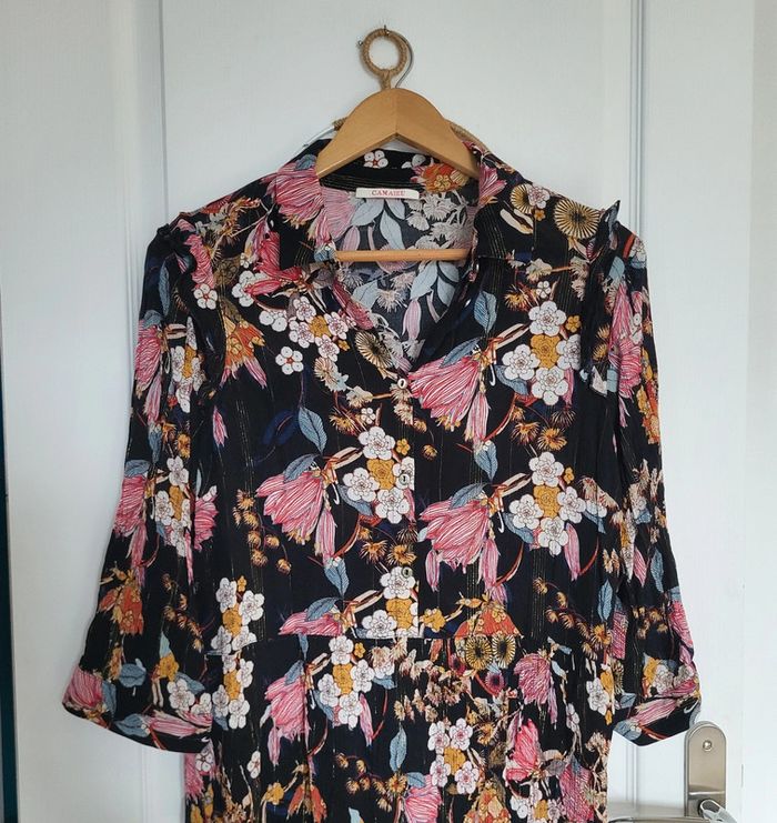 Robe chemise Camaïeu taille 40 fleurs 🌸  état impeccable - photo numéro 3