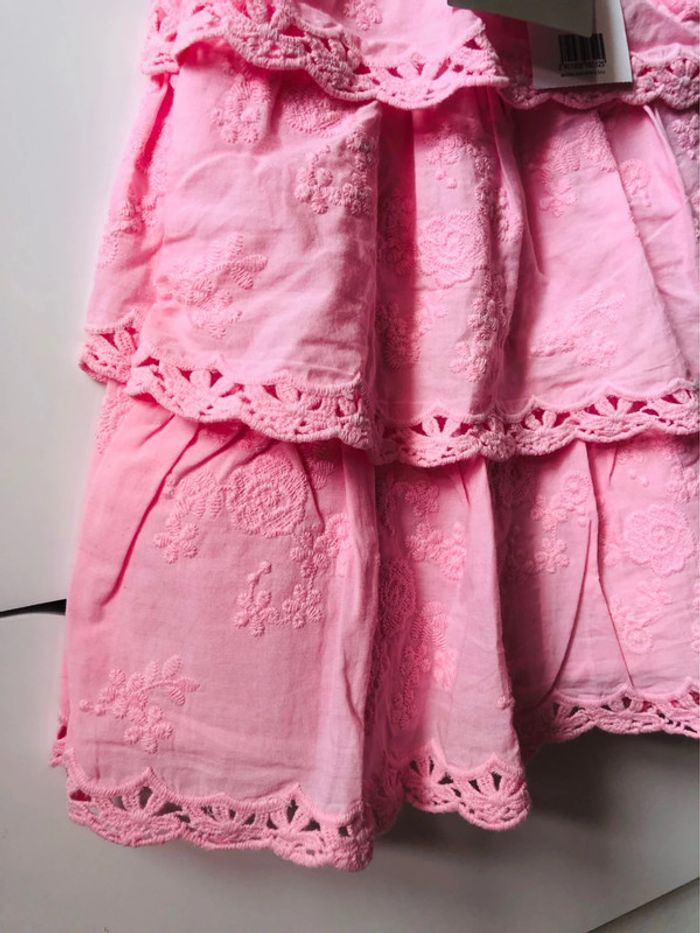 Robe été broderie rose Mayoral 12 mois neuf fleurs - photo numéro 3