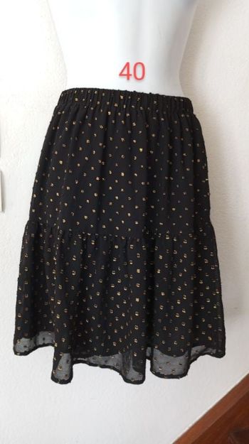 Jupe élastiquée noire dorée femme.40