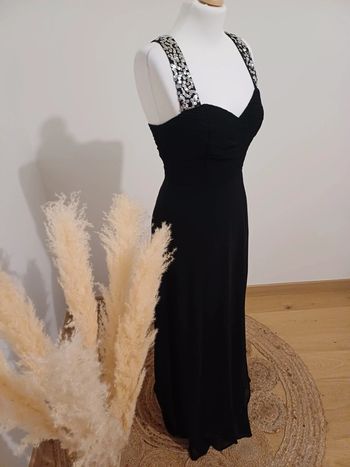 Robe longue noire de soirée/cocktail avec sequins Lipsy taille XS 34