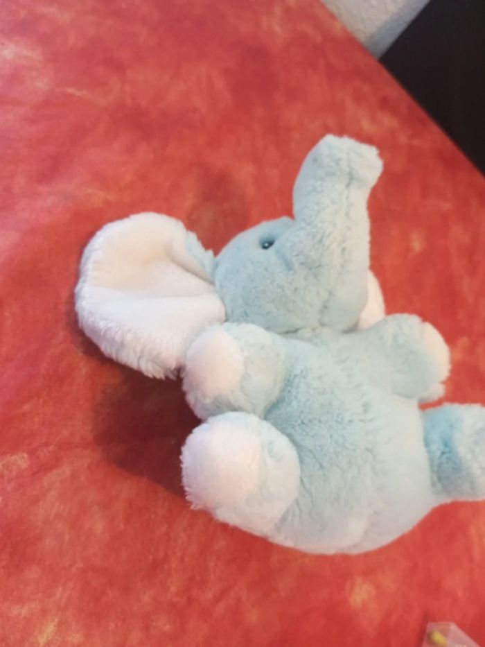 Peluche vintage éléphant bleu et blanc - photo numéro 5