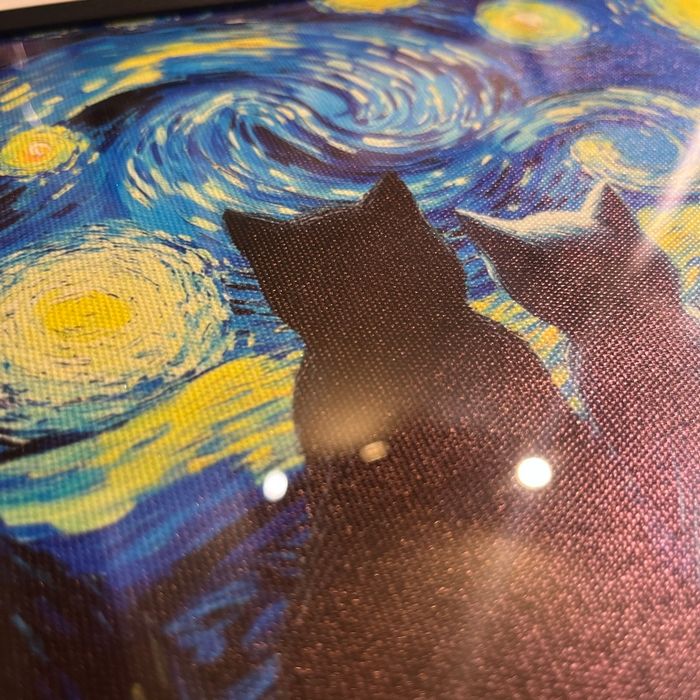 Toile avec cadre Chat Van Gogh - photo numéro 2