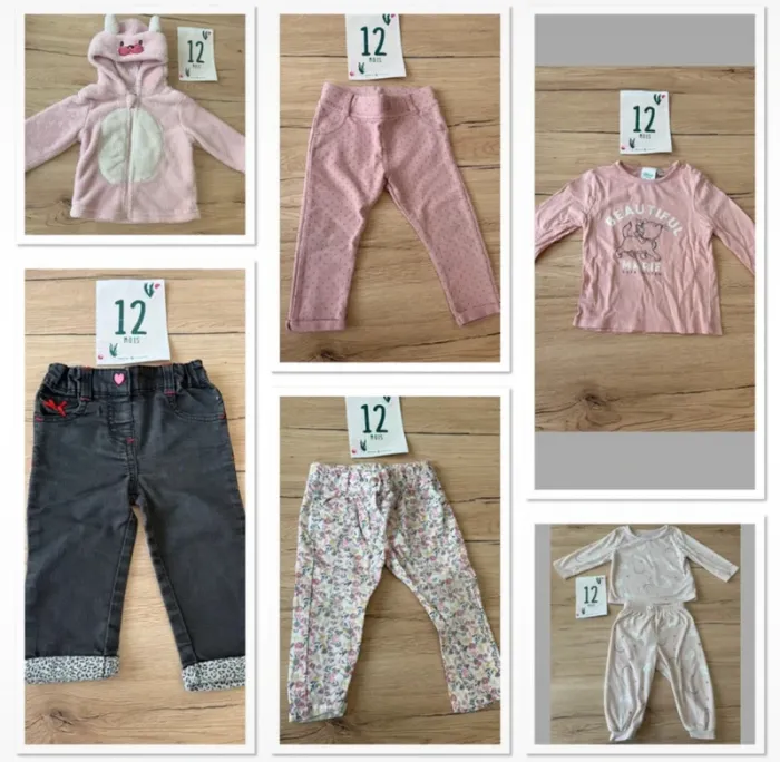 Lot de 6 vêtements bébé fille automne hiver  12 mois