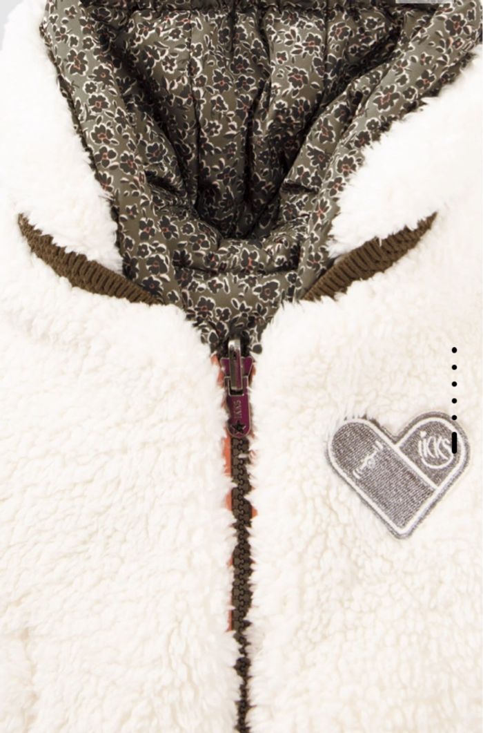 IKKS Doudoune réversible Léopard florale Kaki Neuve taille 2 ans - photo numéro 2