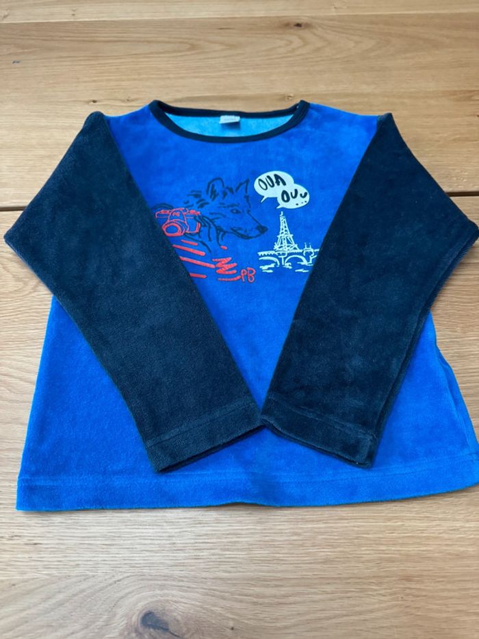 Pyjama 2 pièces en velours bleu/bleu marine - Taille 6 Ans - photo numéro 9