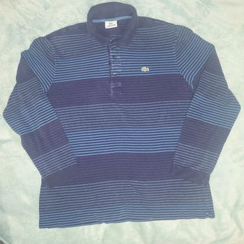 Polo Vintage Y2K Manches Longues Rayures 👕 Lacoste - Taille 5