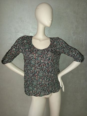 blouse noire fleuri et voile I CODE taille 40