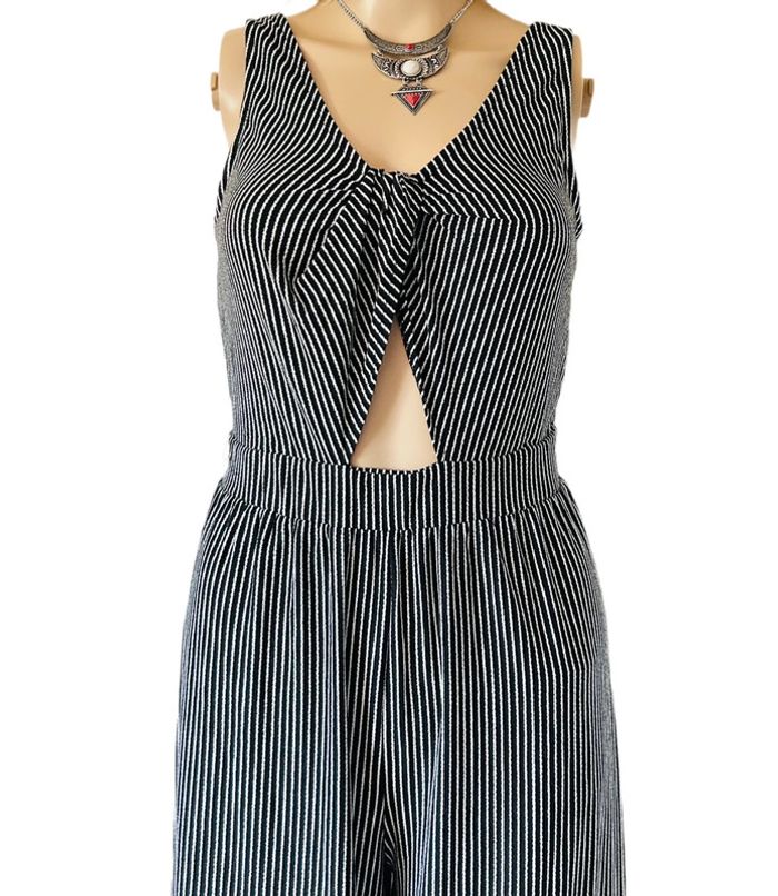 🖤🌿Combinaison rayée estivale boho city chic summer black striped Wide leg jumpsuit🌿🖤 - photo numéro 11
