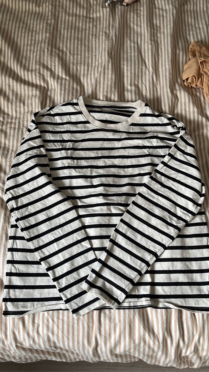 Tee-shirt manche longue marinière grossesse - photo numéro 2
