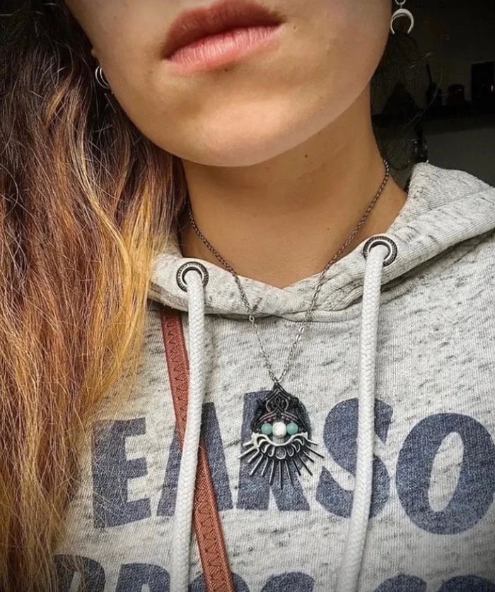 SOLDE -50% Collier phase de lune acier inoxydable et macramé - photo numéro 2