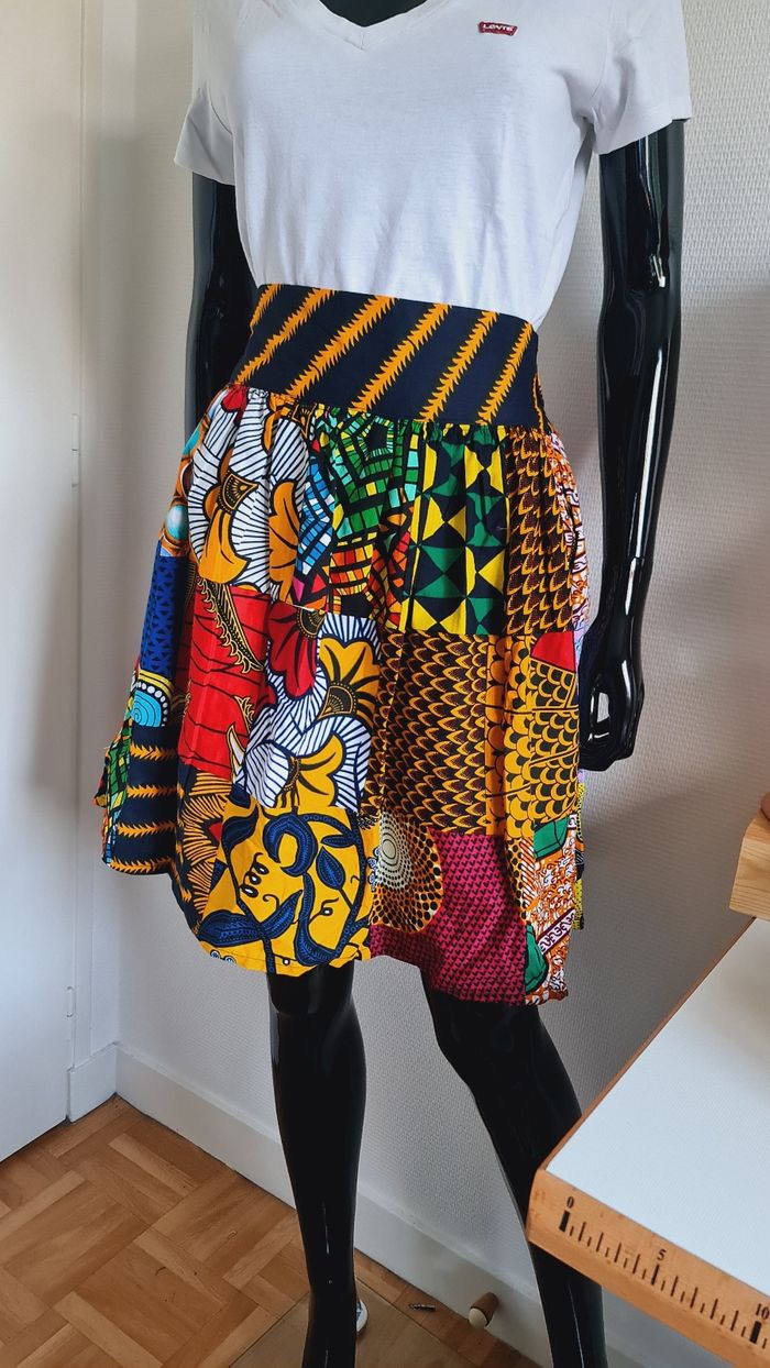 Jupe courte wax patchwork - photo numéro 5