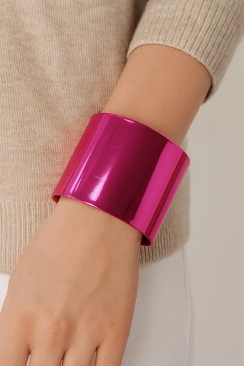 Bracelet manchette rose fuchsia métallisé