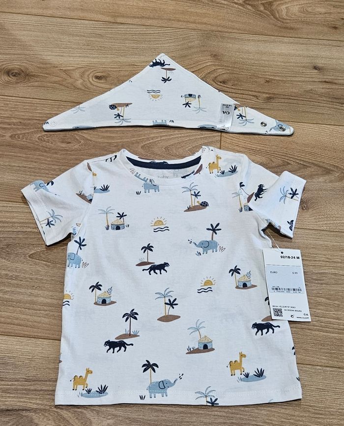 T-shirt + bavette réversible garçon- Taille 18-24 mois