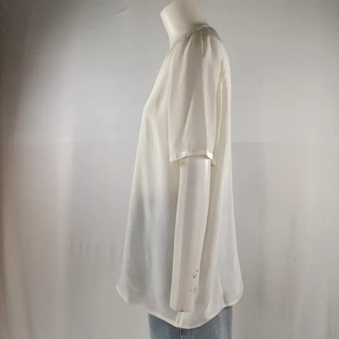 Blouse ivoire Valentino Miss V en soie, manches courtes fluides, élégante taille 42 A1201 - photo numéro 4