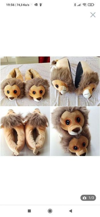 Chaussons animaux      taille  40  🦁 très bon état