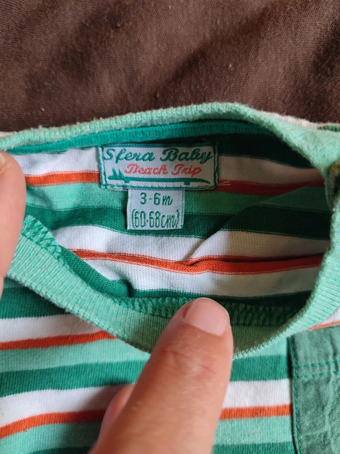 Lot ensemble Jeans souple + t-shirt manches courtes + sweat zippé à capuche en 6M - photo numéro 6