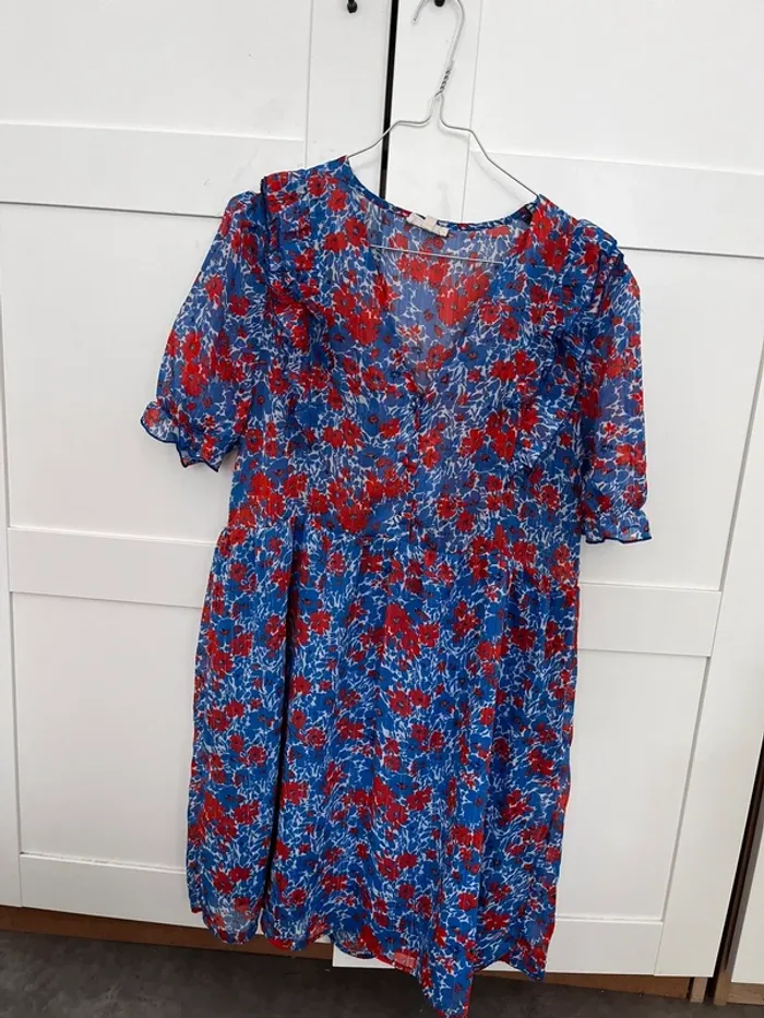 Robe à fleur été rouge et bleu - photo numéro 4